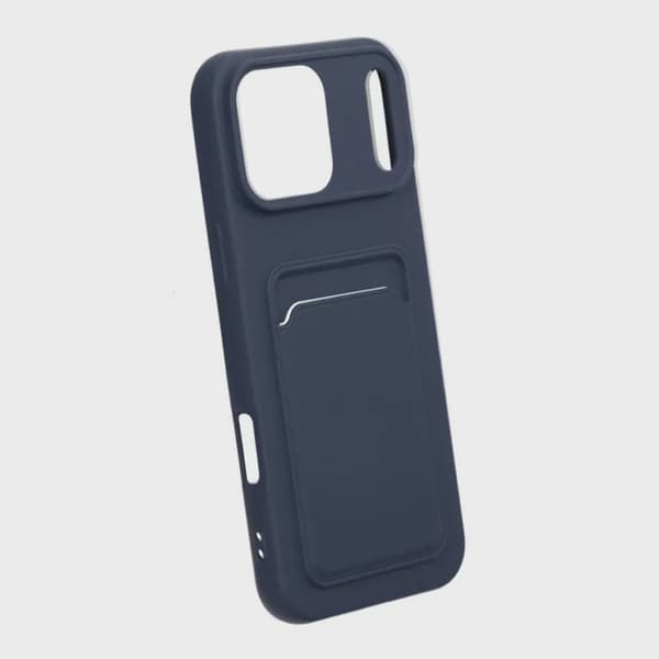Mobilskal Silikon med Korthållare för iPhone 17 Pro Max - Blå