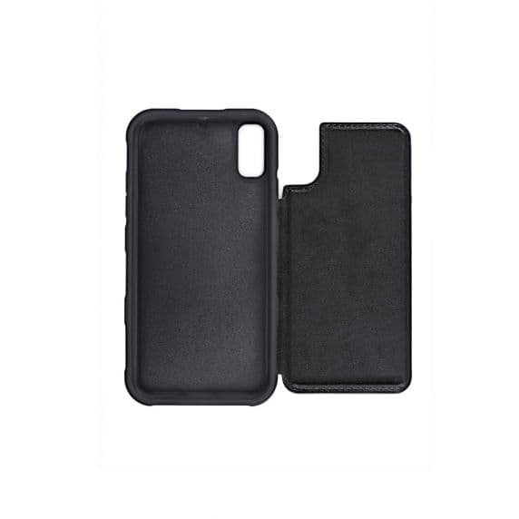 PU Leather Back Flip Kickstand Card Case Black For iPhone X/XS