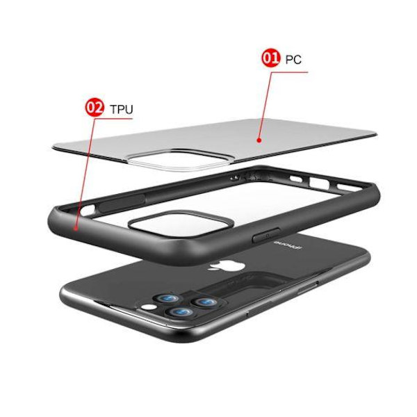 iPhone 11 Pro Max Transparent Shockproof With TPU Edge Case Black