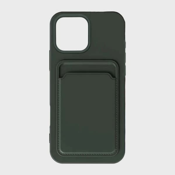 Mobilskal Silikon med Korthållare för iPhone 16 Pro - Militärgrön