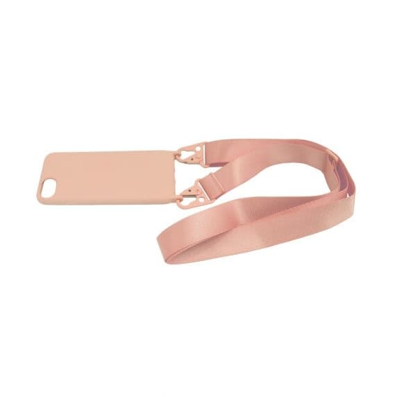Apple iPhone 7/8/SE 2020 Liquid Silicone Case with Neck Strap High Quality Sand Pink