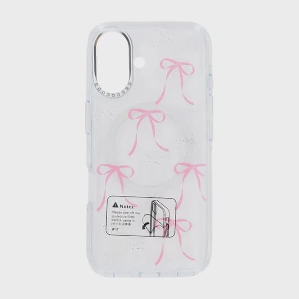 Mobilskal Magsafe till iPhone 17 - Transparent med rosett