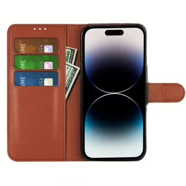 iPhone 15 Pro Max Plånboksfodral med stativ - Brun