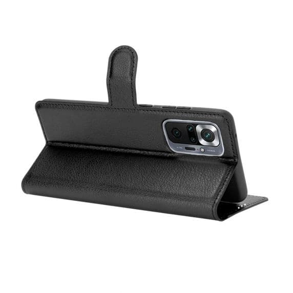 Flip Stand Leather Wallet Case For Xiaomi Redmi Note 10 Pro Black
