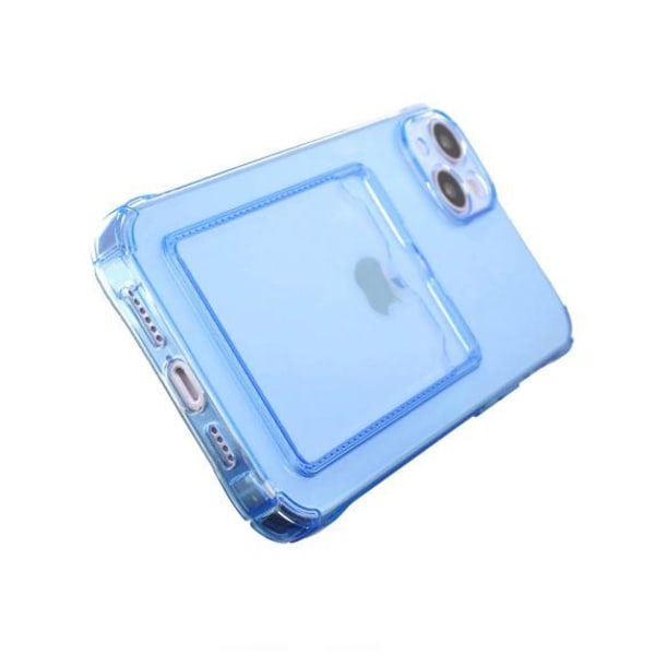 iPhone 14 Plus Stöttåligt Skal med Korthållare - Blå