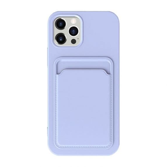 iPhone 15 Pro Max Mobilskal Silikon med Korthållare - Lila