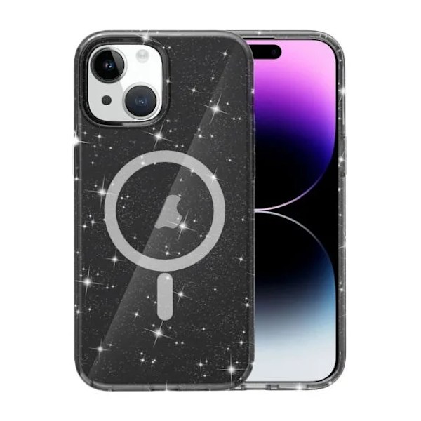 iPhone 15 Plus/14 Plus Mobilskal Glitter Magsafe - Svart