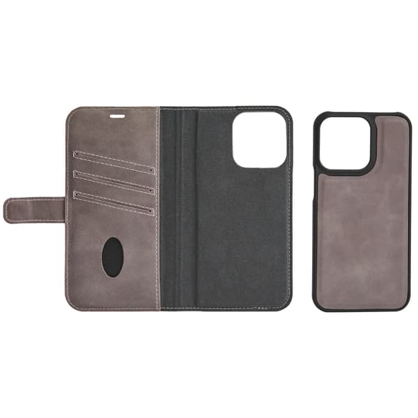 iPhone 13 Mini leather wallet, detachable, Grey