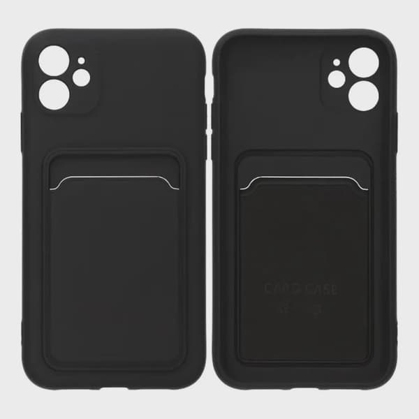 Mobilskal Silikon med Korthållare för iPhone 11 - Svart