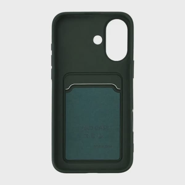 Mobilskal Silikon med Korthållare för iPhone 16 - Militärgrön