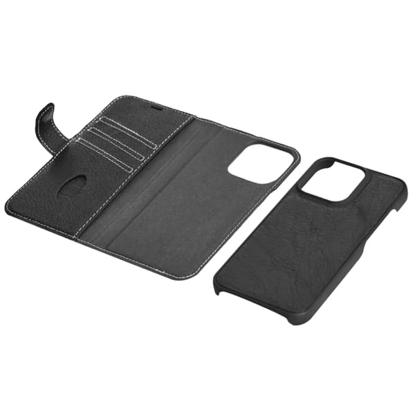 iPhone 13 Mini leather wallet, detachable, Black
