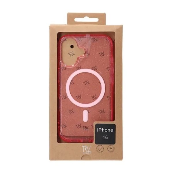 iPhone 16 Rvelon Mobilskal TPU med MagSafe - Glitter Rosa