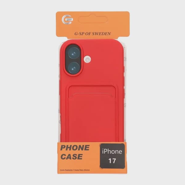 Mobilskal Silikon med Korthållare för iPhone 17 - Röd