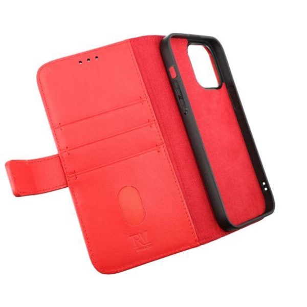 iPhone 14 Pro Max Plånboksfodral Läder Rvelon Färg Röd