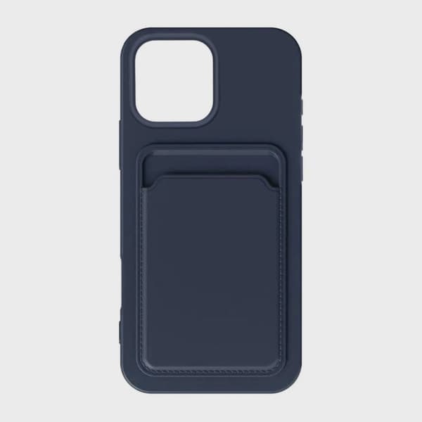 Mobilskal Silikon med Korthållare för iPhone 16 Pro - Blå