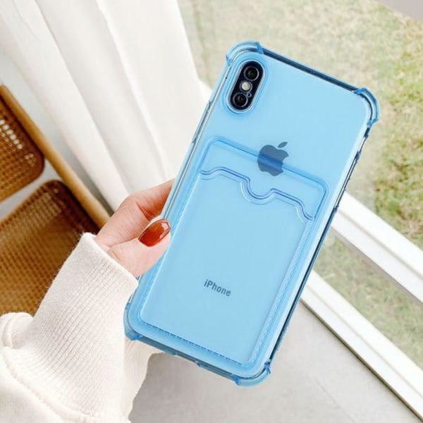 iPhone XR TPU Shockproof Protective Wallet Case Blue