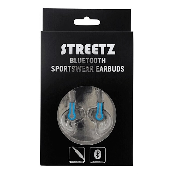 STREETZ Bluetooth-sporthörlurar med mikrofon, Bluetooth 4.1, 10m, grå/blå