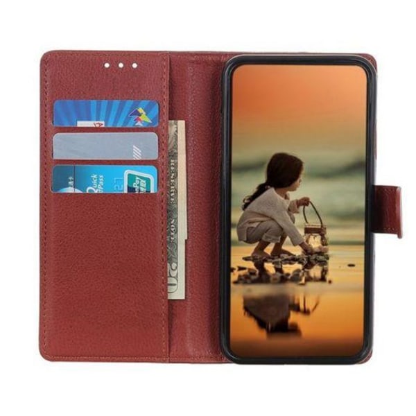 Flip Stand Leather Wallet Case For Redmi Note 11 Brown
