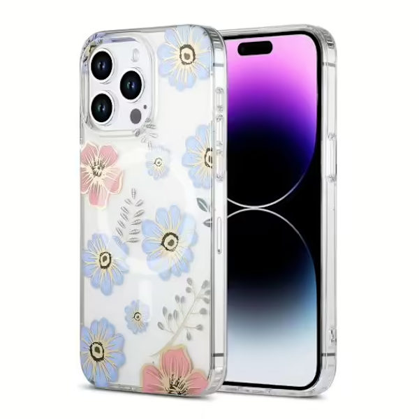 iPhone 15 Pro Mobilskal MagSafe - Blommor Röd/Blå