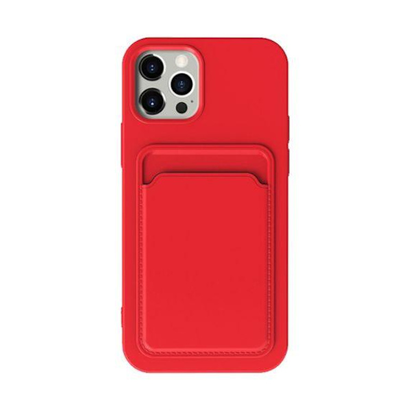 Silicone Case with Card Holder iPhone 14 Pro Max Red