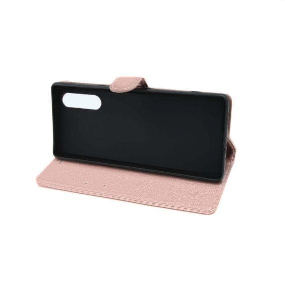 Flip Stand Leather Wallet Case For Sony Xperia 5 Pink