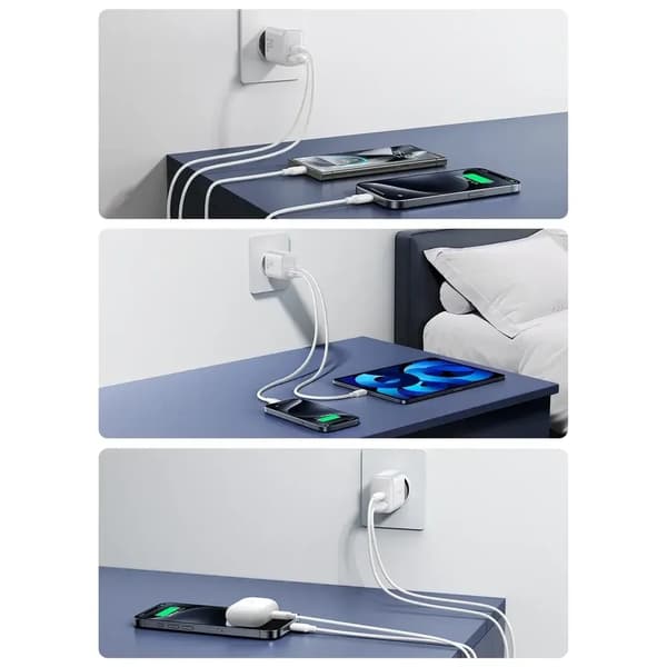 SiGN Snabbladdare USB & USB-C, PD & Q.C3.0, 3.5A, 20W - Vit