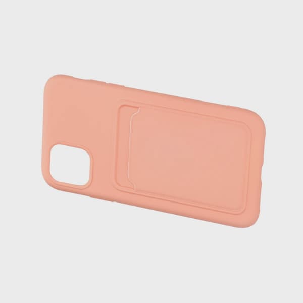 Mobilskal Silikon med Korthållare för iPhone 11 - Rosa