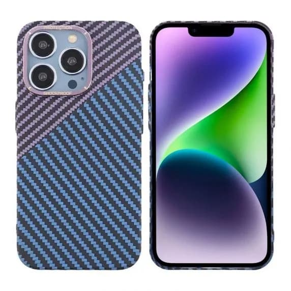 iPhone 15 Pro Mobilskal i Kolfiber - Lila/Blå