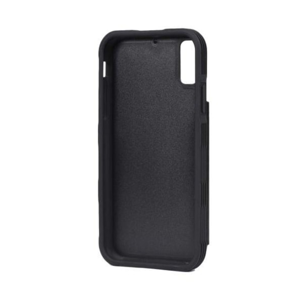 PU Leather Back Flip Kickstand Card Case Black For iPhone X/XS