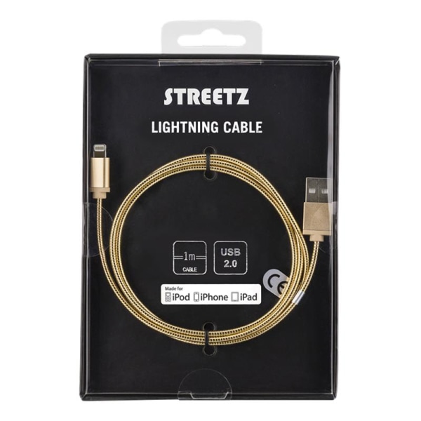 STREETZ USB till Lightning kabel, MFi, 1m, gold