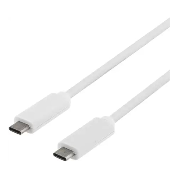 Deltaco USB-kabel USB-C till USB-C 2A, 0,5 m - Vit