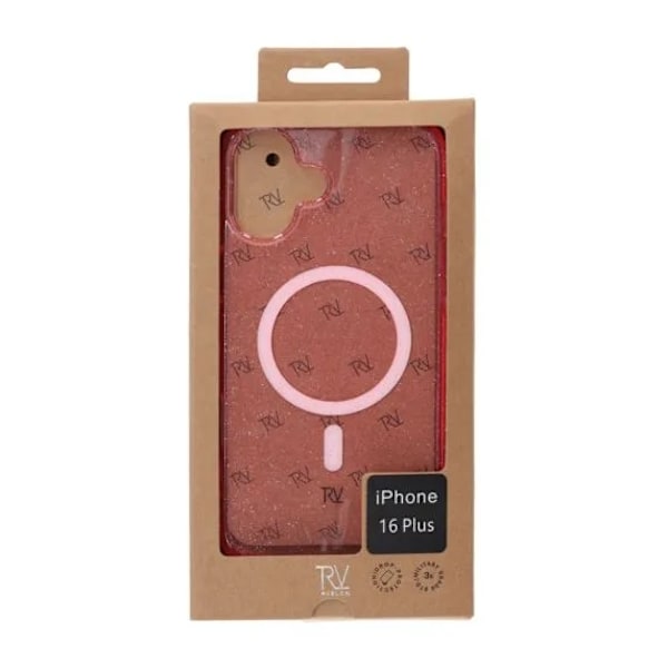 iPhone 16 Plus Rvelon Mobilskal TPU med MagSafe - Glitter Rosa