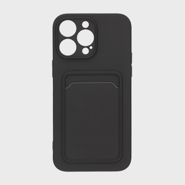 Mobilskal Silikon med Korthållare för iPhone 14 Pro Max - Svart