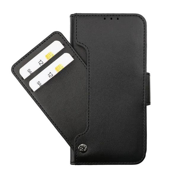 RV Flip Stand Leather Wallet Case For Samsung Galaxy S23 Ultra Black