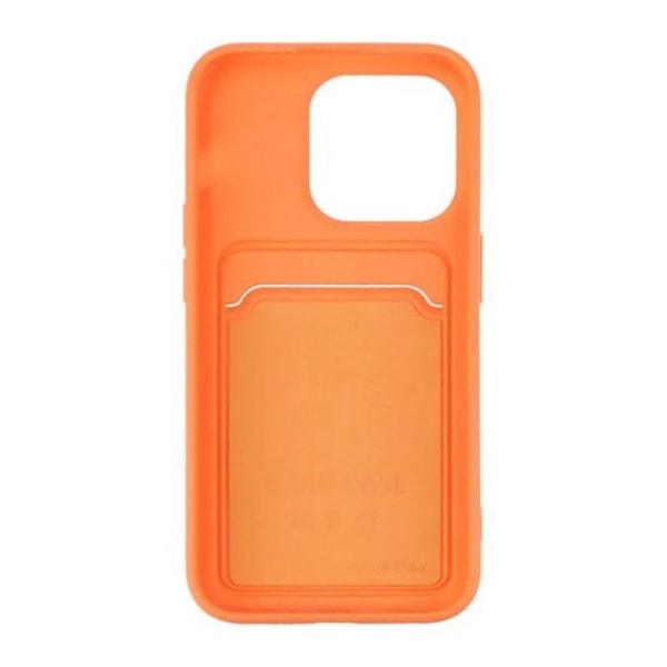 iPhone 15 Pro Max Mobilskal Silikon med Korthållare - Orange