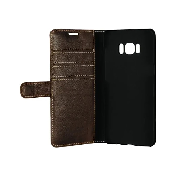 Essentials - Vikbart fodral för mobiltelefon - läder - mörkbrun - för Samsung Galaxy S8