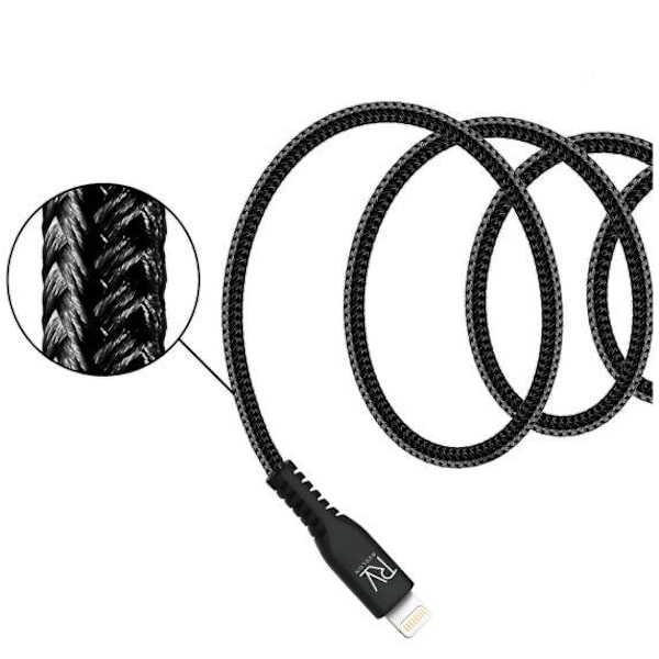 Rvelon USB-A till Lightning Kabel Flätad 1m