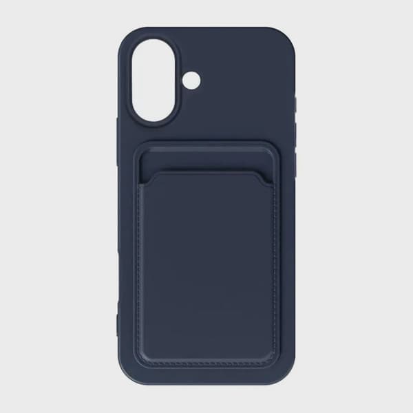 Mobilskal Silikon med Korthållare för iPhone 16 Plus - Blå