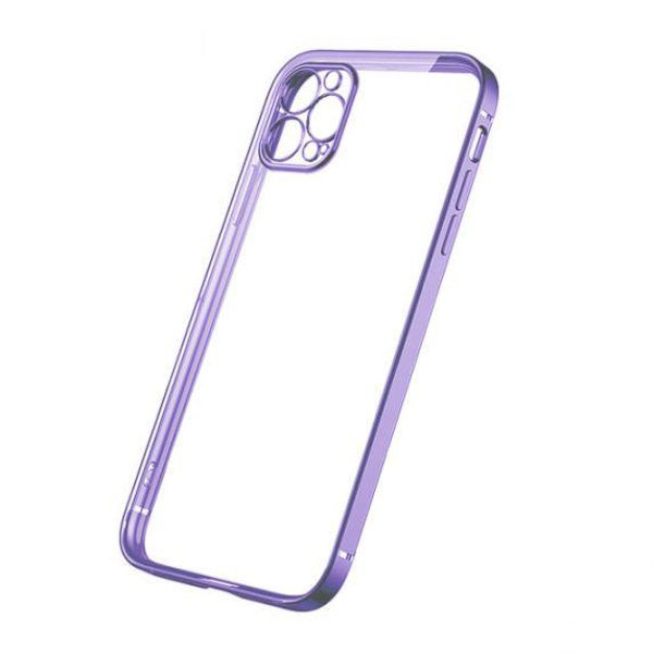 Apple iPhone 12 Pro Max Luxury Classic Square Frame Protection Case Purple With Soft Thin Transparent Camera Protector High Quality