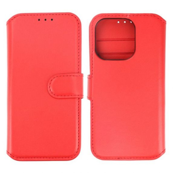 iPhone 15 Pro Plånboksfodral Läder Rvelon - Röd
