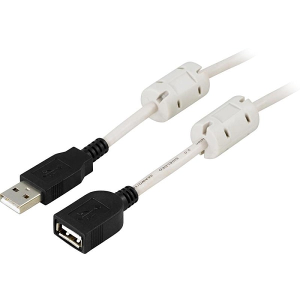 Deltaco USB 2.0 kabel Typ A hane - Typ A hona, 1m - Beige