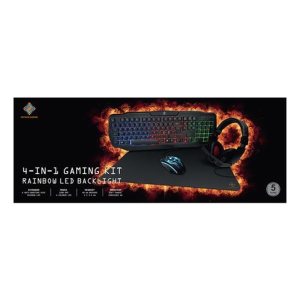 DELTACO GAMING 4-i-1 RGB-gaming kit, headset, tangentbord, mus o