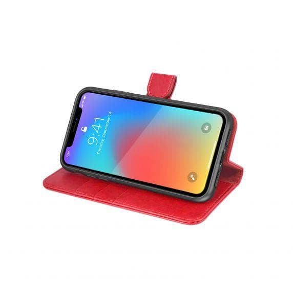 iPhone X/XS Flip Stand Läderplånboksfodral Röd