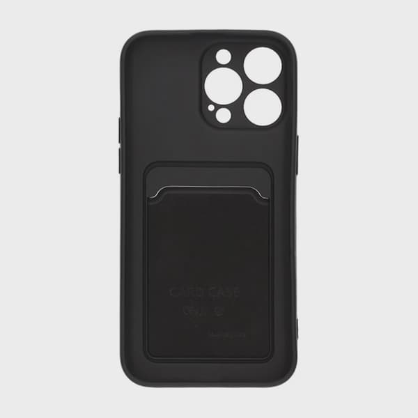 Mobilskal Silikon med Korthållare för iPhone 14 Pro Max - Svart