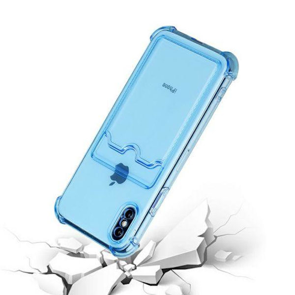 iPhone XS Max TPU Shockproof Protective Wallet Case Blue