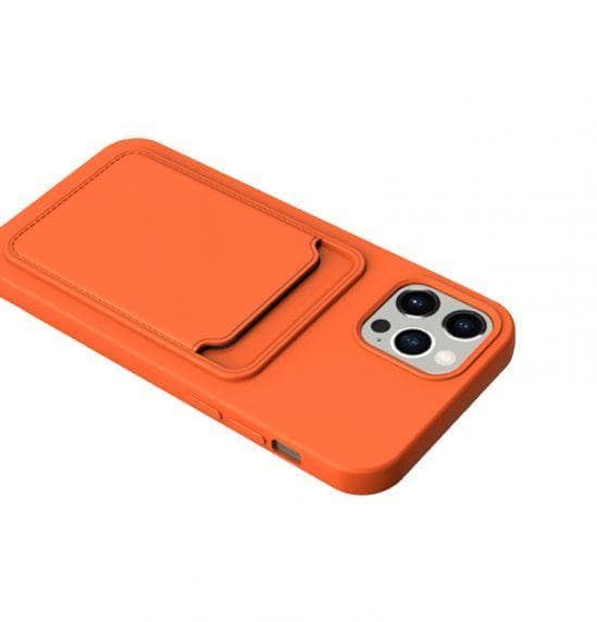 iPhone 13 Pro Max Silikonskal med Korthållare - Orange