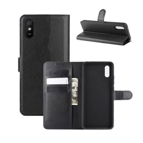 Flip Stand Leather Wallet Case For Xiaomi Redmi 9A Black