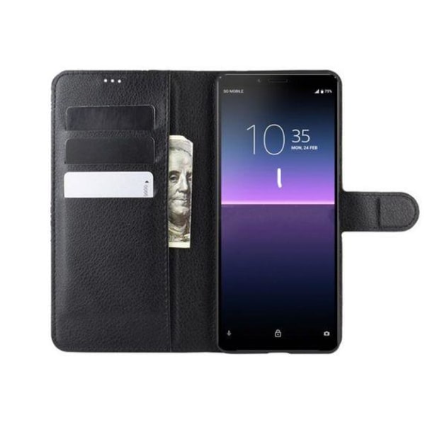 Flip Stand Leather Wallet Case For Sony Xperia 10 III Black