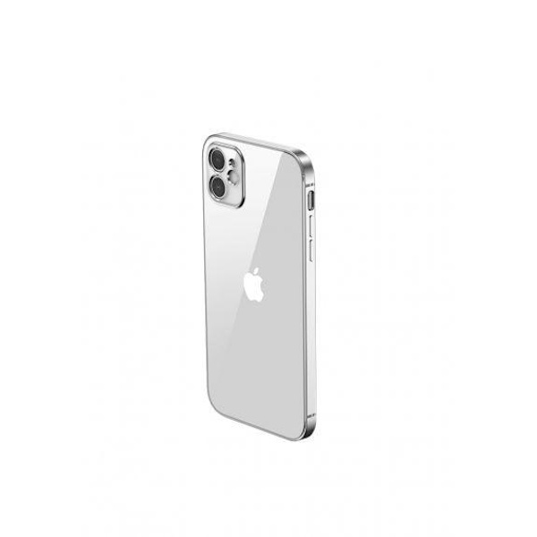 Apple iPhone 12 Mini Luxury Classic Square Frame Protection Case Sliver With Soft Thin Transparent Camera Protector High Quality