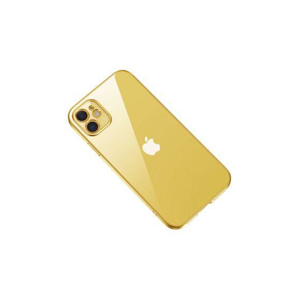 Apple iPhone 12 Mini Luxury Classic Square Frame Protection Case Gold With Soft Thin Transparent Camera Protector High Quality